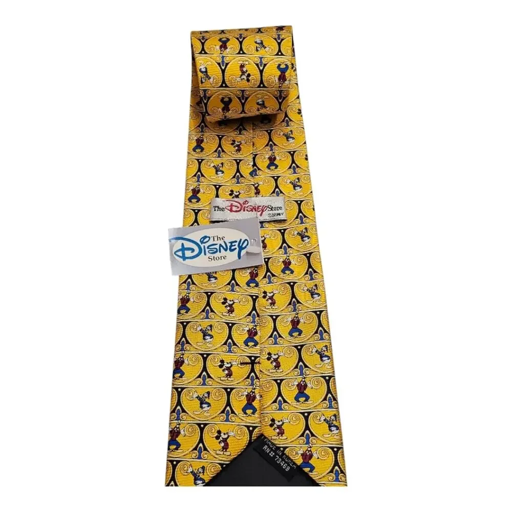 The Disney Store Handmade 100% Silk Mickey Mouse, Goofy and Donald Duck Tie